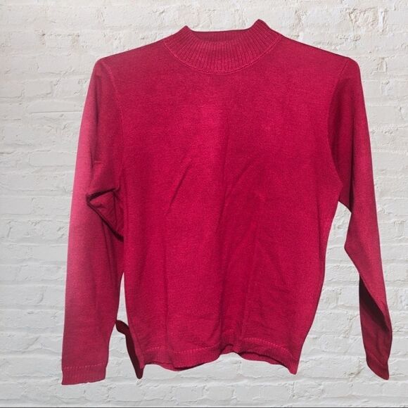 ‎Pendleton Knit Sweater ￼100% Wool Magenta Mock PS - Picture 1 of 3